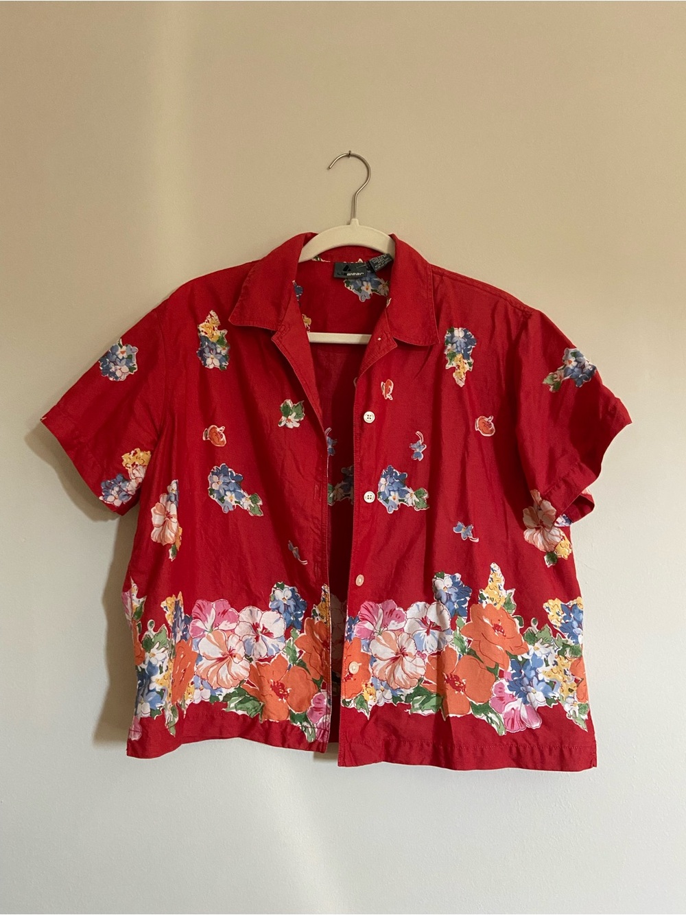 Liz Claiborne Red Floral Button-Down Shirt